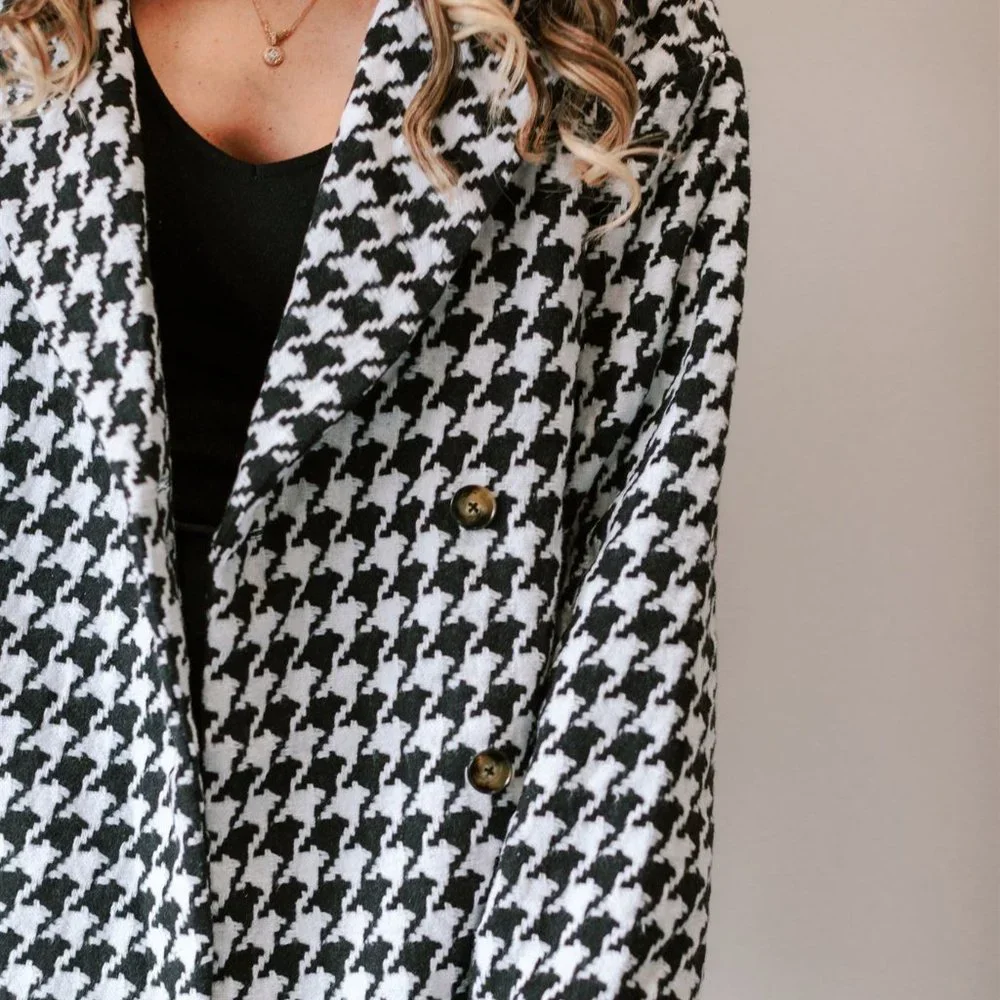 🆕 HOUNDSTOOTH OVERSIZE DOUBLE BUTTON JACKET - Picture 6 of 7